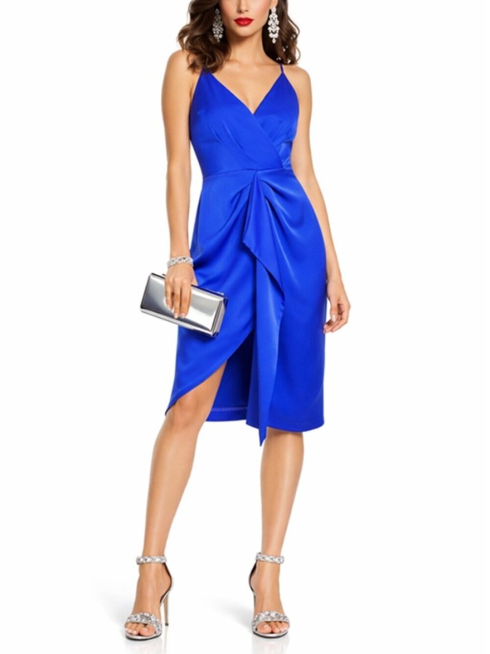 HARLYN Asymmetrical Sheath Dress In Electric Blue
